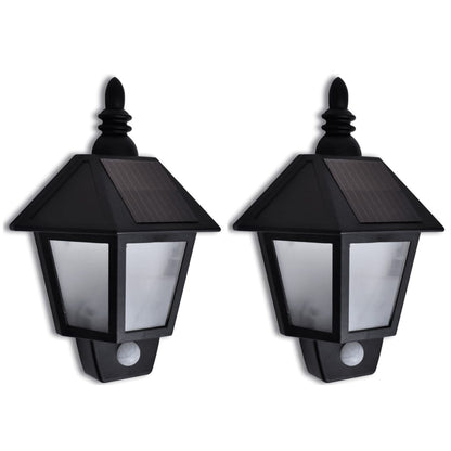 vidaXL Solar Wall Lamp with Motion Sensor 2 pcs - Black