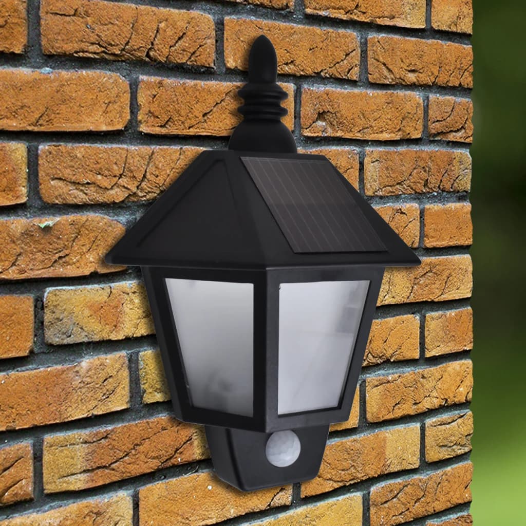 vidaXL Solar Wall Lamp with Motion Sensor 2 pcs - Black