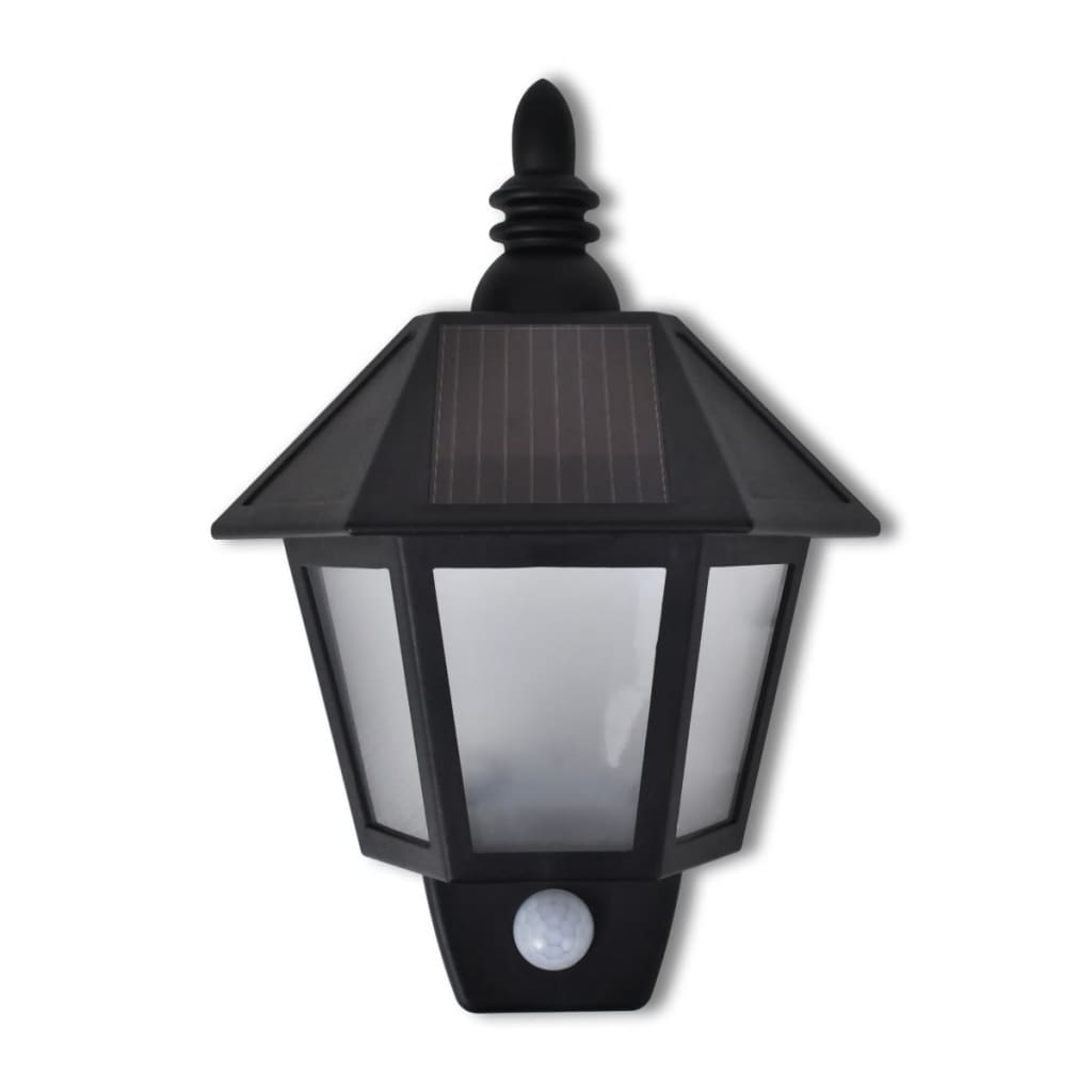 vidaXL Solar Wall Lamp with Motion Sensor 2 pcs - Black