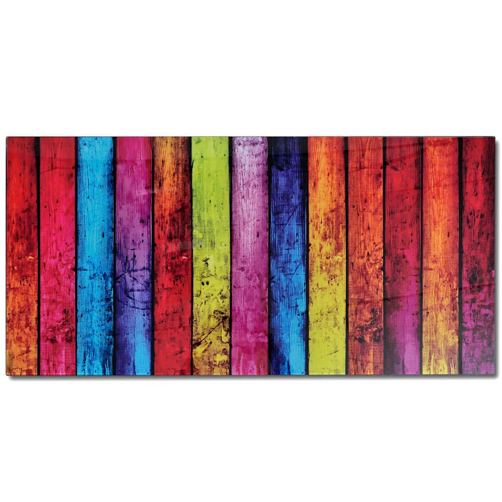 vidaXL Coffee Table with Rainbow Printing Glass Top - Multicolour - 90 x 45 x 32 cm