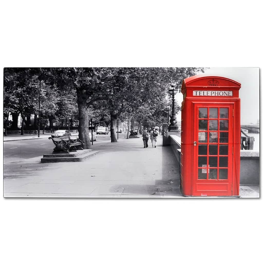 vidaXL Coffee Table with Telephone Booth Printing Glass Top - Multicolour - 90 x 45 x 32 cm