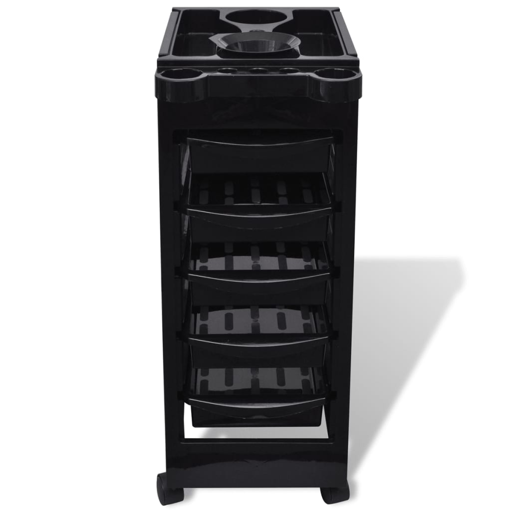 Hair Salon Plastic Trolley with Wheels - Black - 49 x 32 x 82.5 cm