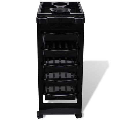 Hair Salon Plastic Trolley with Wheels - Black - 49 x 32 x 82.5 cm