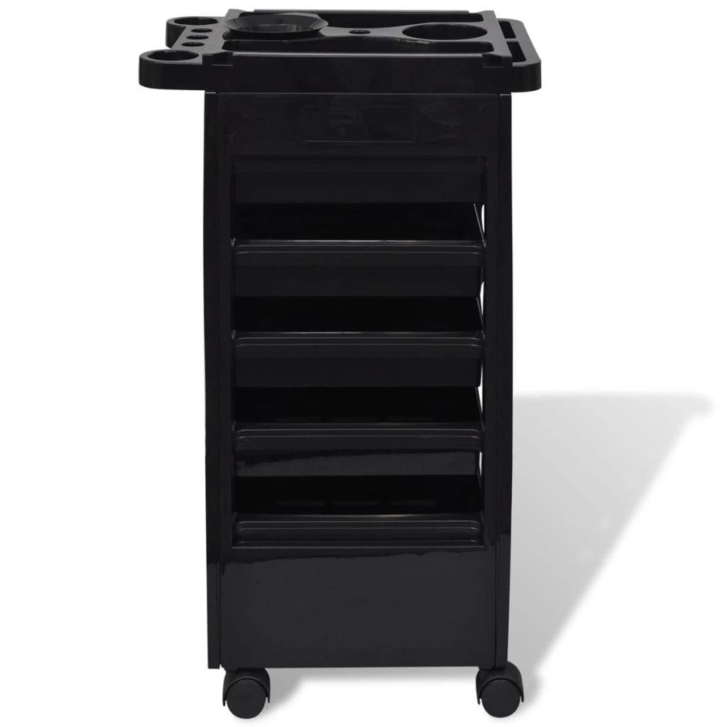Hair Salon Plastic Trolley with Wheels - Black - 49 x 32 x 82.5 cm