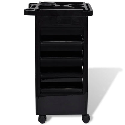 Hair Salon Plastic Trolley with Wheels - Black - 49 x 32 x 82.5 cm
