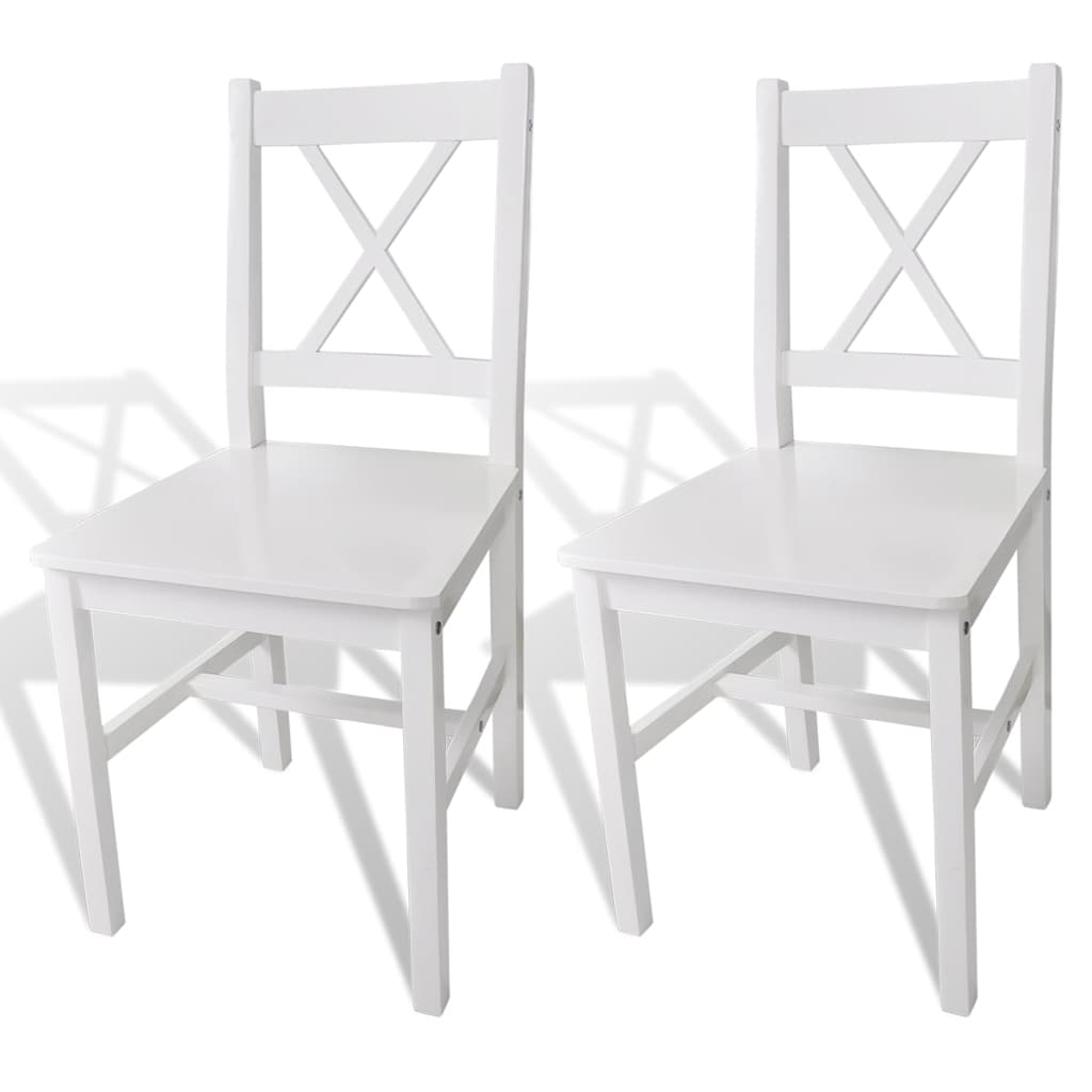 vidaXL Dining Chairs 2 pcs White Pinewood - 41.4 x 45.5 x 85.5 cm