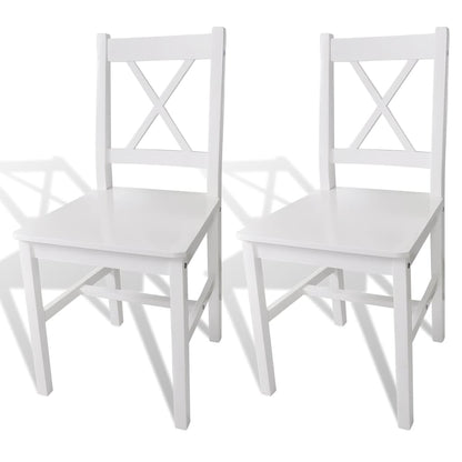 vidaXL Dining Chairs 2 pcs White Pinewood - 41.4 x 45.5 x 85.5 cm