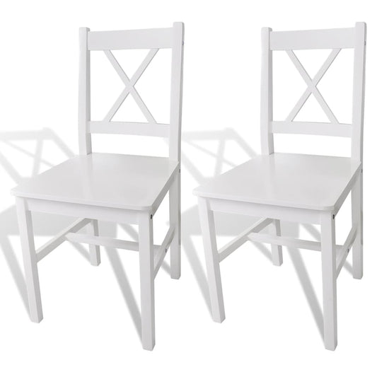 vidaXL Dining Chairs 2 pcs White Pinewood - 41.4 x 45.5 x 85.5 cm