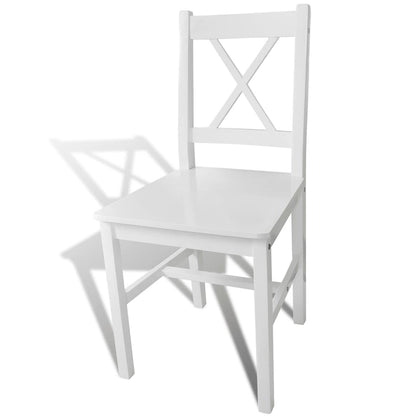 vidaXL Dining Chairs 2 pcs White Pinewood - 41.4 x 45.5 x 85.5 cm