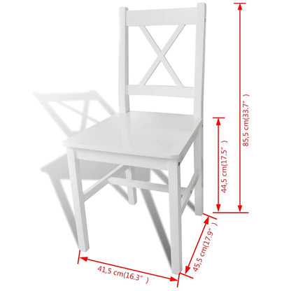 vidaXL Dining Chairs 2 pcs White Pinewood - 41.4 x 45.5 x 85.5 cm