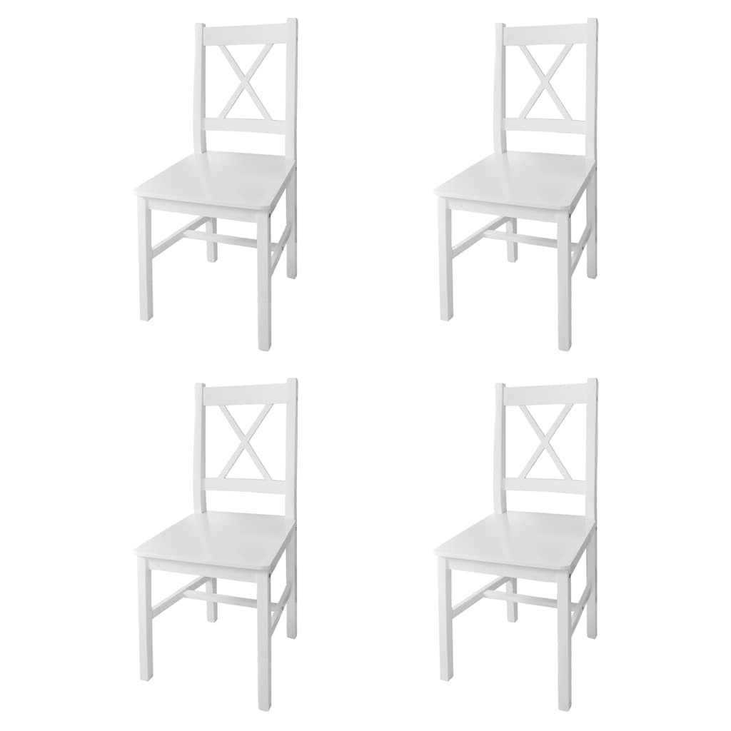 vidaXL Dining Chairs 4 pcs White Pinewood - 41.4 x 45.5 x 85.5 cm