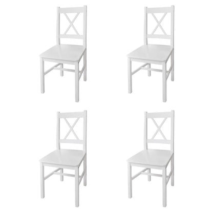 vidaXL Dining Chairs 4 pcs White Pinewood - 41.4 x 45.5 x 85.5 cm