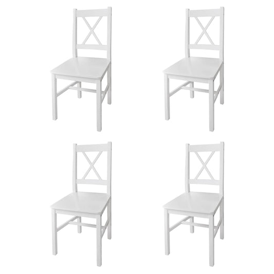 vidaXL Dining Chairs 4 pcs White Pinewood - 41.4 x 45.5 x 85.5 cm