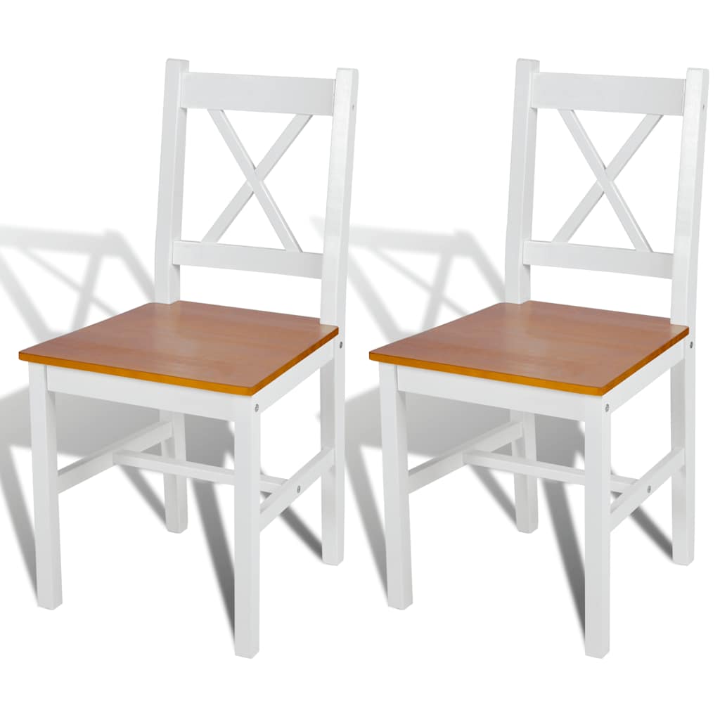 vidaXL Dining Chairs 2 pcs White Pinewood - 41.4 x 45.5 x 85.5 cm - 67789