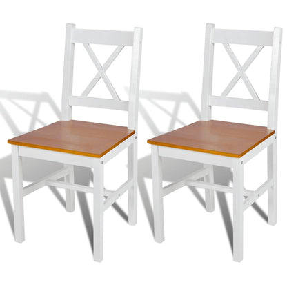 vidaXL Dining Chairs 2 pcs White Pinewood - 41.4 x 45.5 x 85.5 cm - 67789