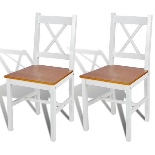 vidaXL Dining Chairs 2 pcs White Pinewood - 41.4 x 45.5 x 85.5 cm - 67789