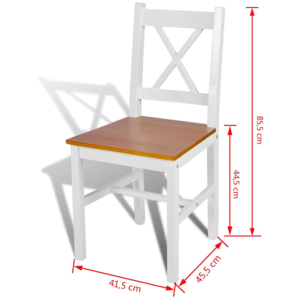 vidaXL Dining Chairs 2 pcs White Pinewood - 41.4 x 45.5 x 85.5 cm - 67789