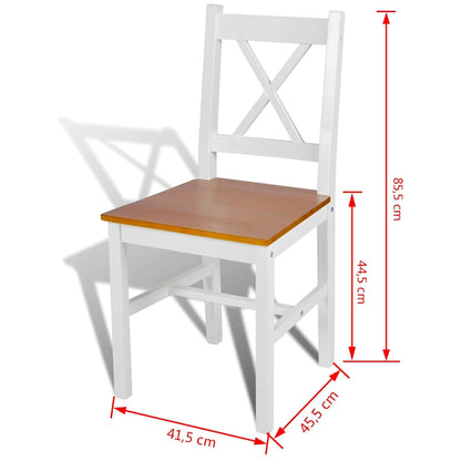vidaXL Dining Chairs 2 pcs White Pinewood - 41.4 x 45.5 x 85.5 cm - 67789
