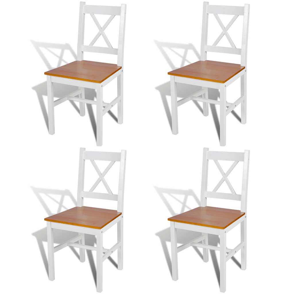 vidaXL Dining Chairs 4 pcs White Pinewood - 41.4 x 45.5 x 85.5 cm - 67790