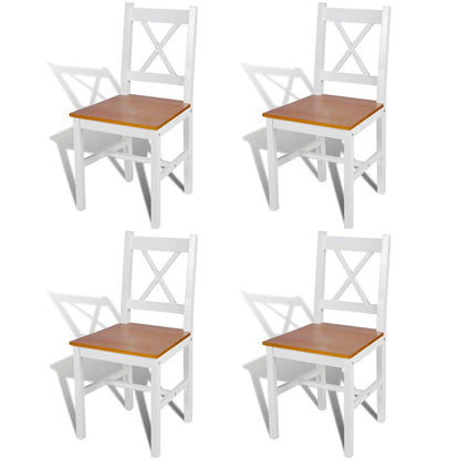 vidaXL Dining Chairs 4 pcs White Pinewood - 41.4 x 45.5 x 85.5 cm - 67790