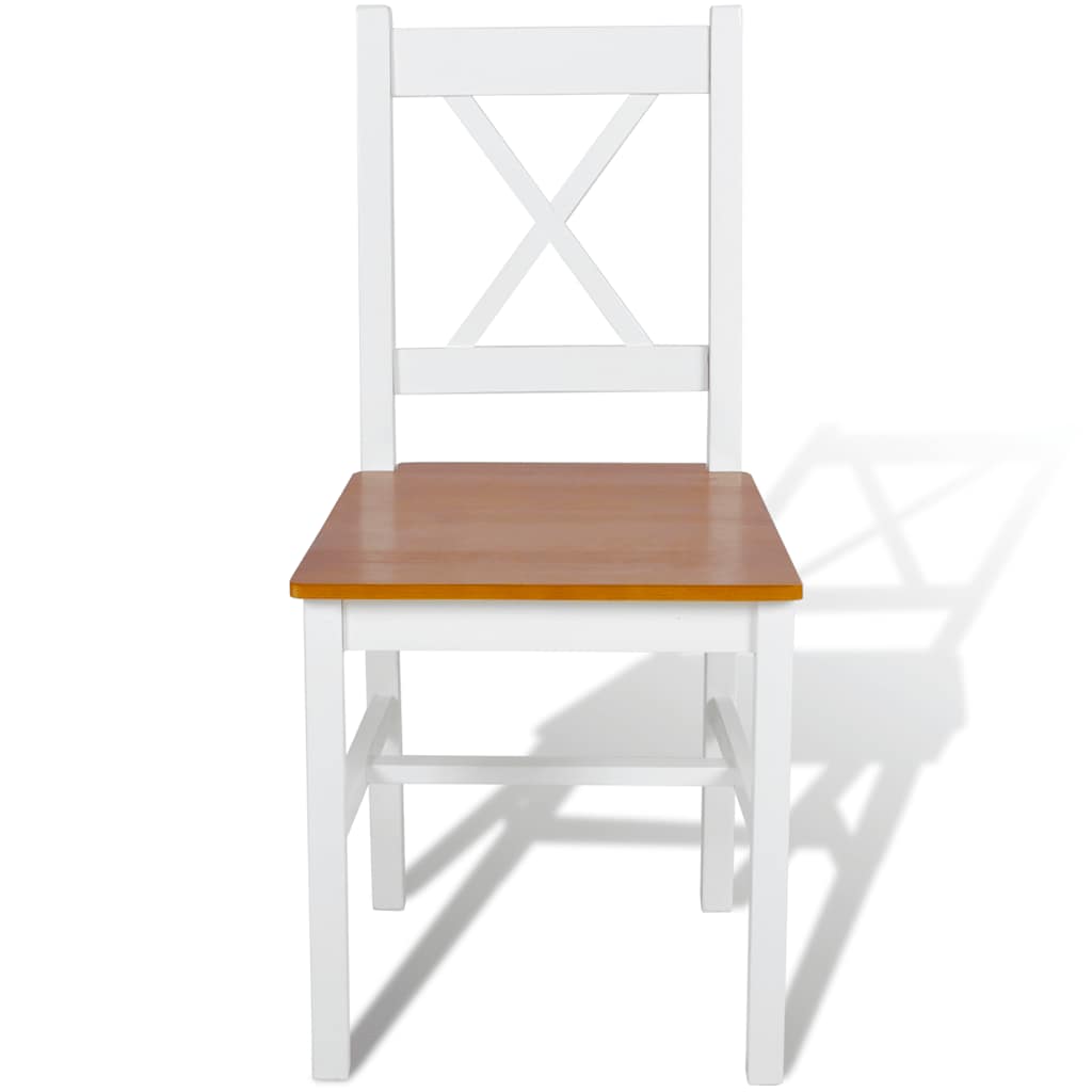 vidaXL Dining Chairs 4 pcs White Pinewood - 41.4 x 45.5 x 85.5 cm - 67790