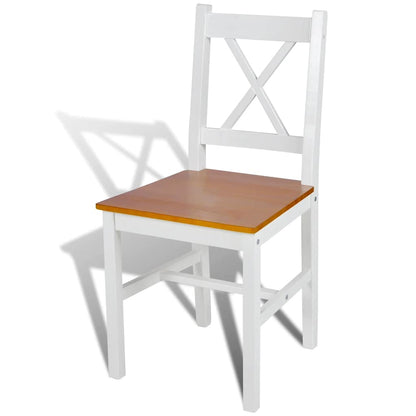 vidaXL Dining Chairs 4 pcs White Pinewood - 41.4 x 45.5 x 85.5 cm - 67790