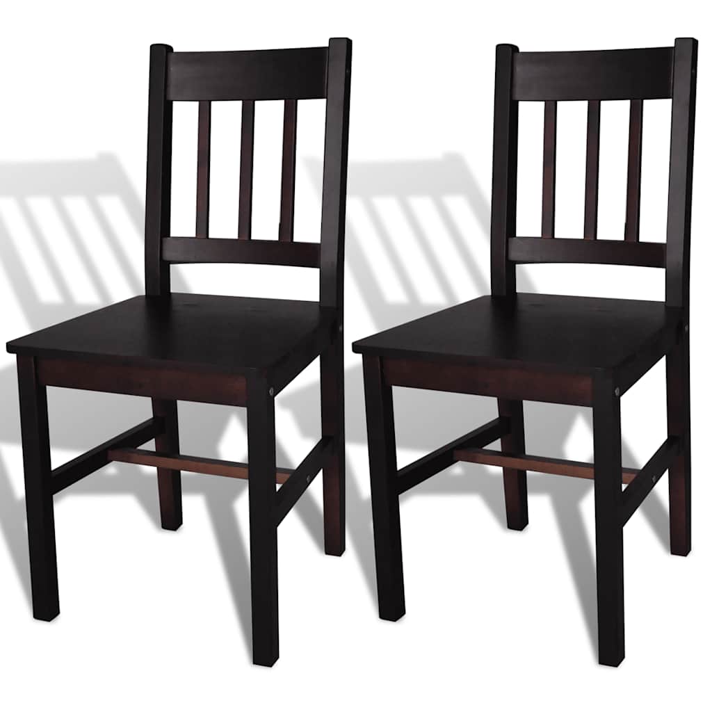vidaXL Dining Chairs 2 pcs Dark Brown Pinewood - 41.5 x 45.5 x 86 cm