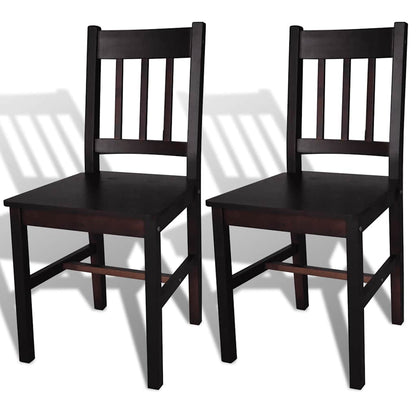 vidaXL Dining Chairs 2 pcs Dark Brown Pinewood - 41.5 x 45.5 x 86 cm