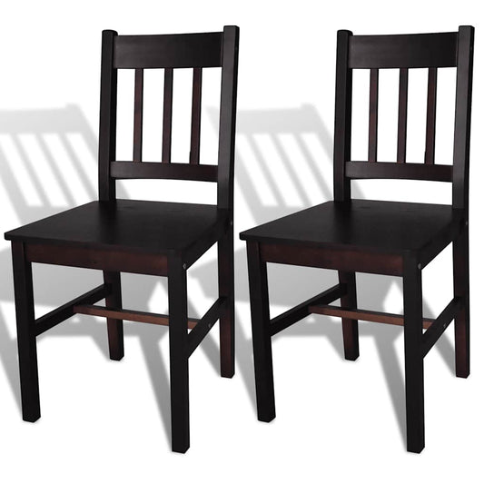 vidaXL Dining Chairs 2 pcs Dark Brown Pinewood - 41.5 x 45.5 x 86 cm