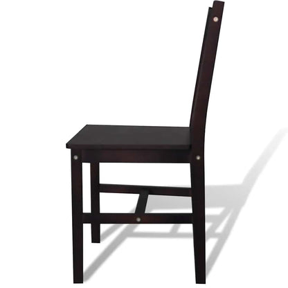 vidaXL Dining Chairs 2 pcs Dark Brown Pinewood - 41.5 x 45.5 x 86 cm