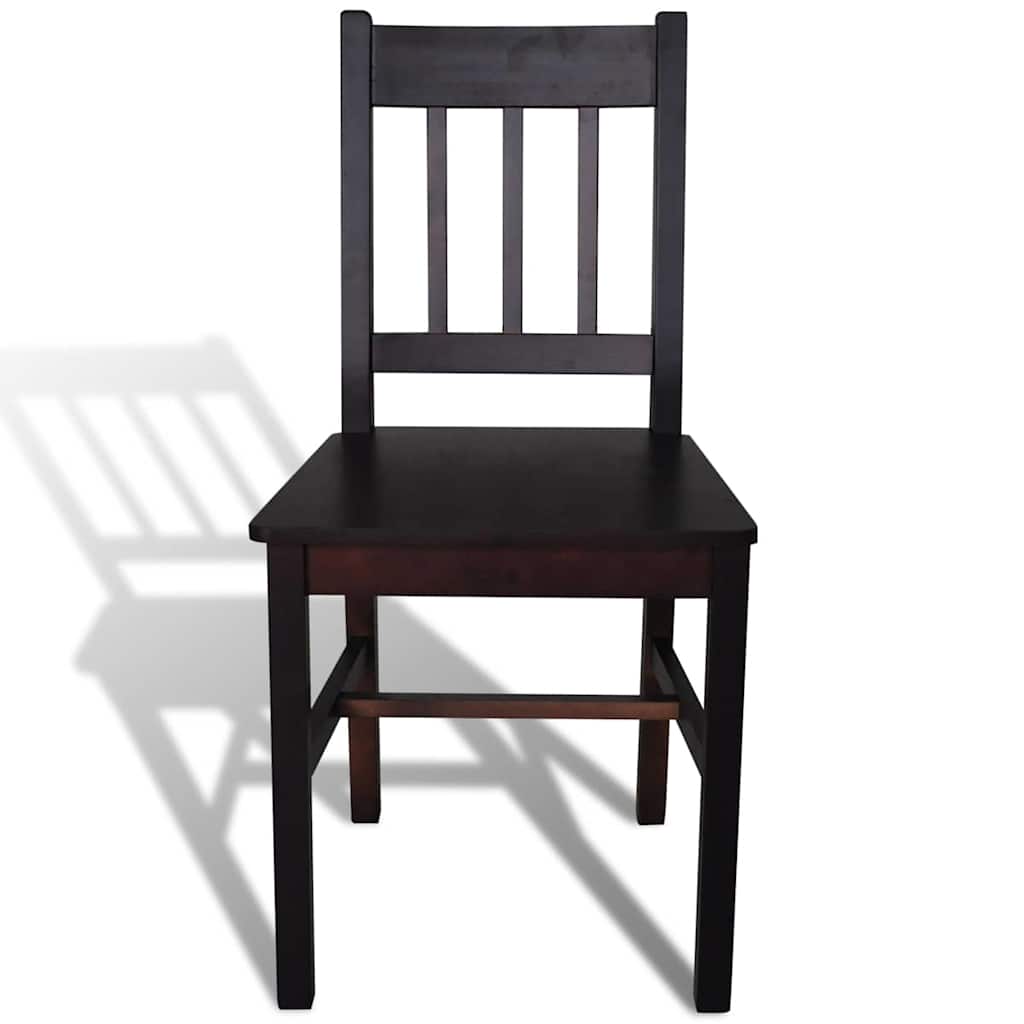 vidaXL Dining Chairs 2 pcs Dark Brown Pinewood - 41.5 x 45.5 x 86 cm
