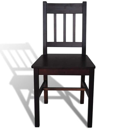 vidaXL Dining Chairs 2 pcs Dark Brown Pinewood - 41.5 x 45.5 x 86 cm