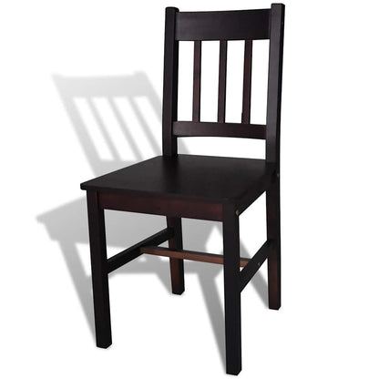 vidaXL Dining Chairs 2 pcs Dark Brown Pinewood - 41.5 x 45.5 x 86 cm