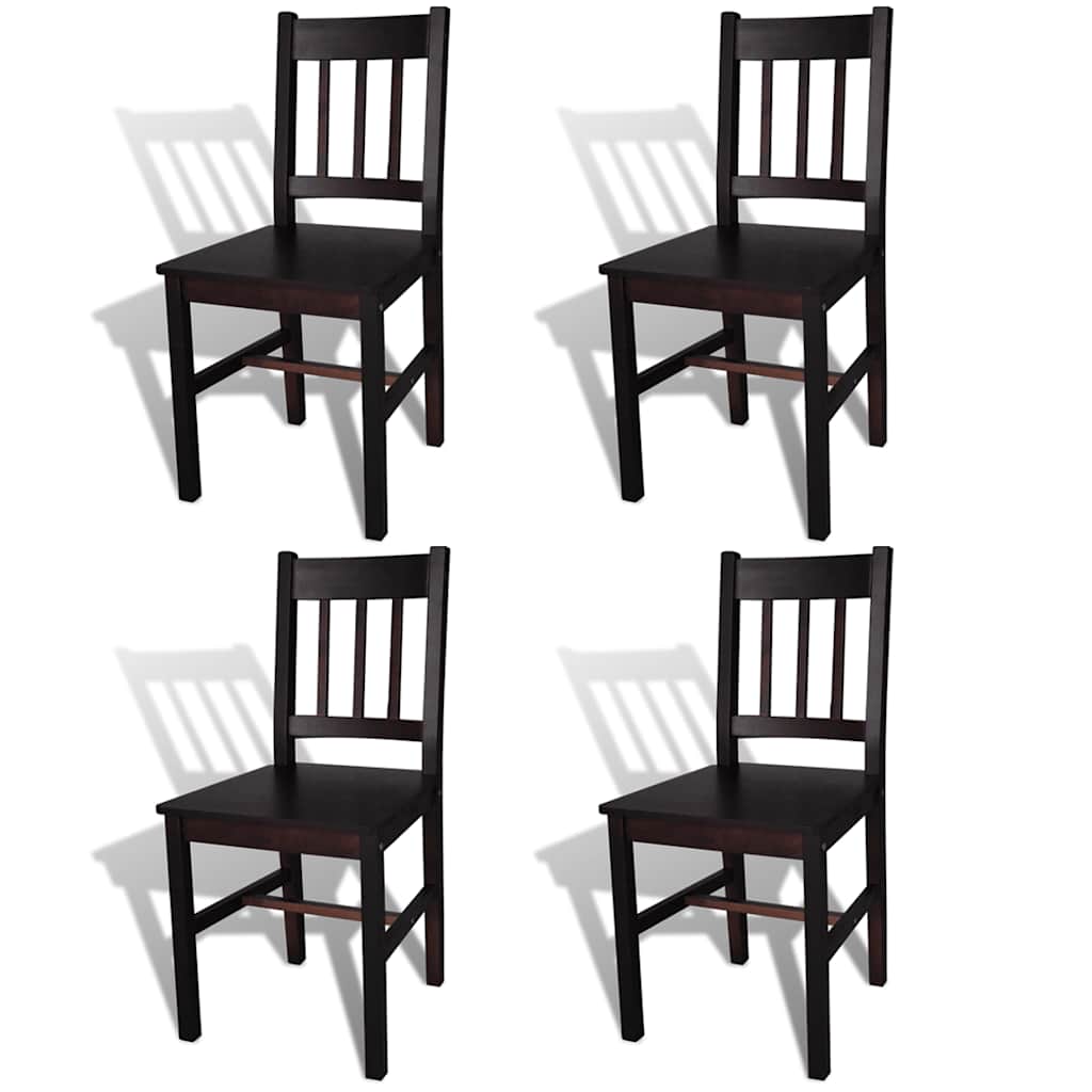 vidaXL Dining Chairs 4 pcs Dark Brown Pinewood - 41.5 x 45.5 x 86 cm