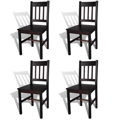 vidaXL Dining Chairs 4 pcs Dark Brown Pinewood - 41.5 x 45.5 x 86 cm