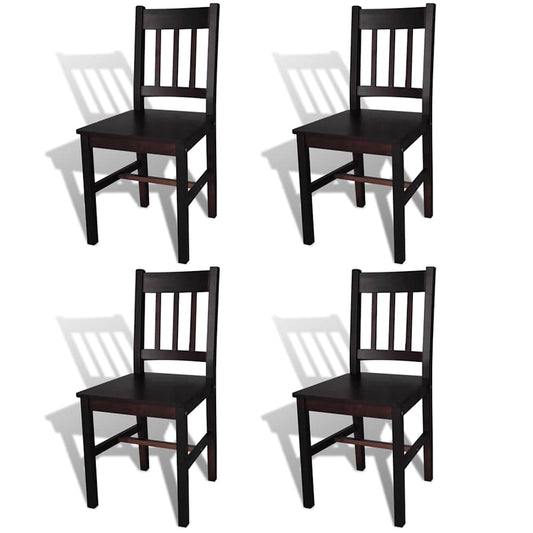 vidaXL Dining Chairs 4 pcs Dark Brown Pinewood - 41.5 x 45.5 x 86 cm