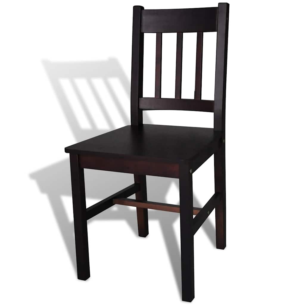 vidaXL Dining Chairs 4 pcs Dark Brown Pinewood - 41.5 x 45.5 x 86 cm