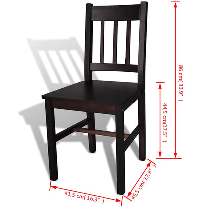 vidaXL Dining Chairs 4 pcs Dark Brown Pinewood - 41.5 x 45.5 x 86 cm