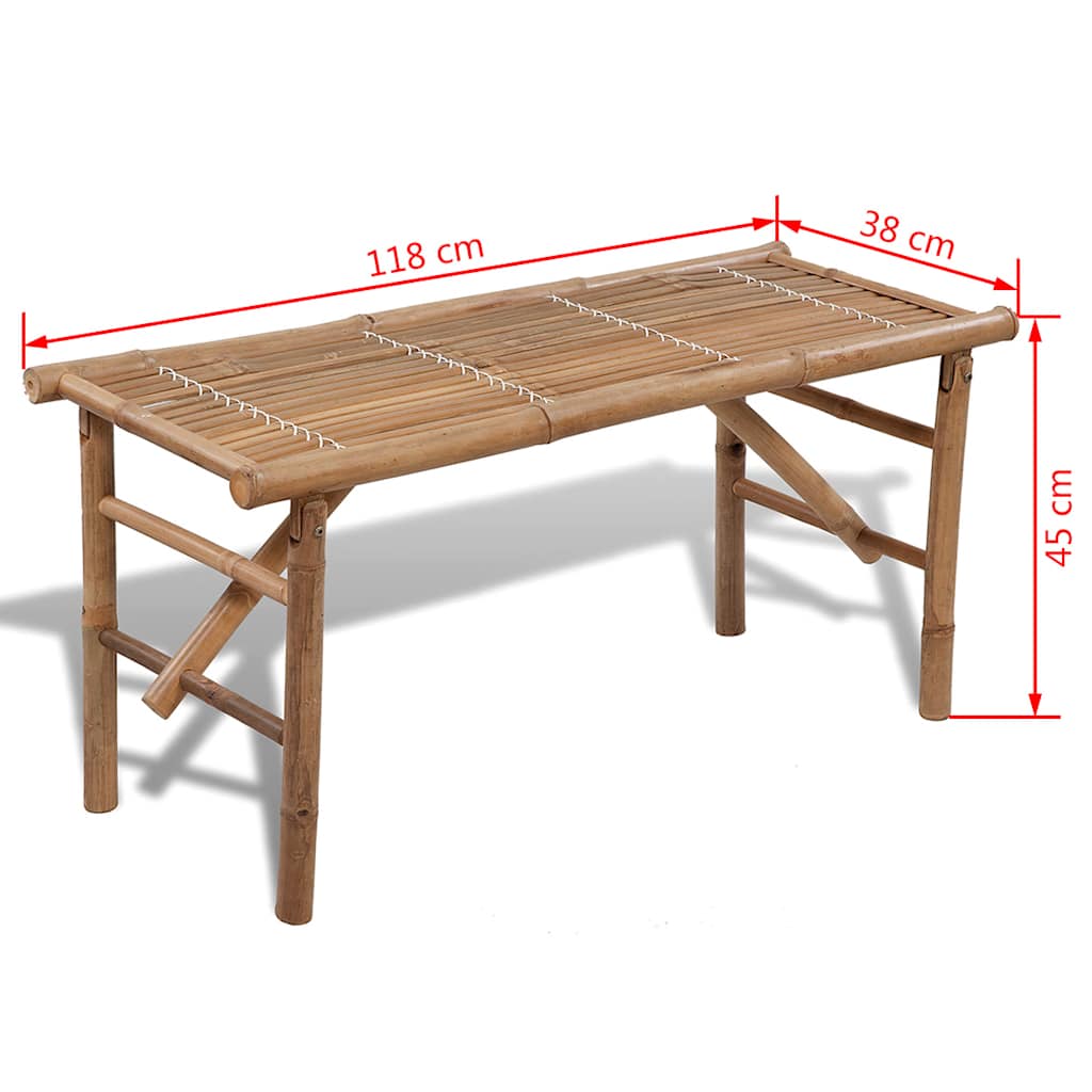 vidaXL Folding Garden Bench 118 cm Bamboo - Brown