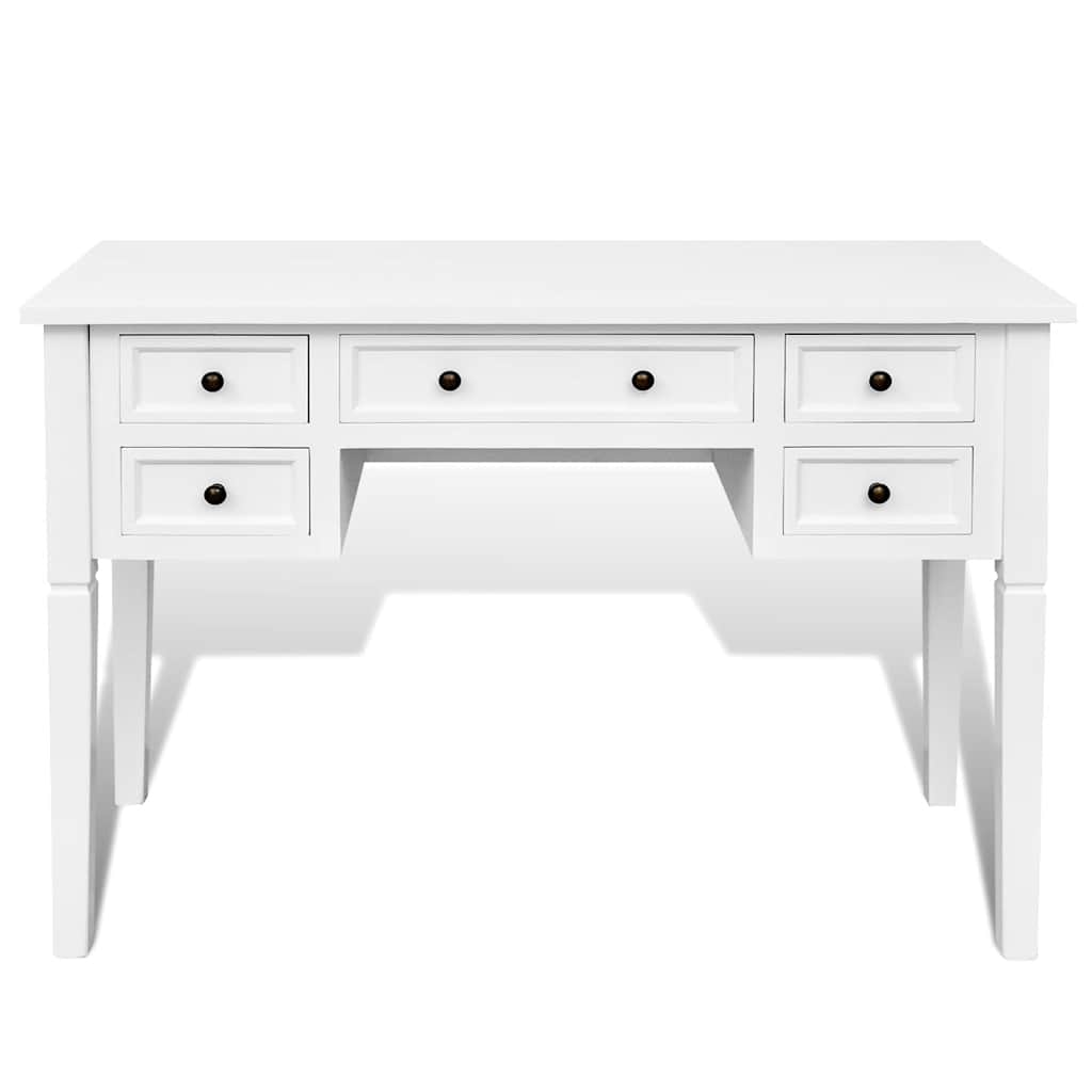 241533 White Writing Desk with 5 Drawers - 109.5 x 45 x 77.5 cm
