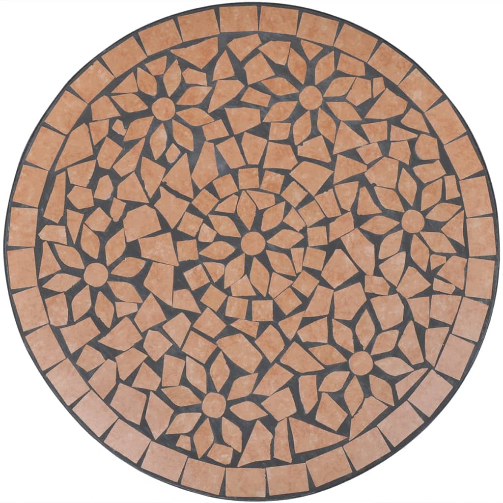 vidaXL Bistro Table Terracotta 60 cm Mosaic - Brown - 60 x 70 cm