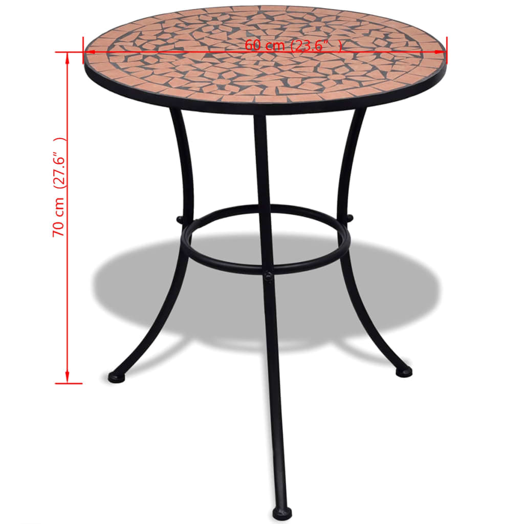 vidaXL Bistro Table Terracotta 60 cm Mosaic - Brown - 60 x 70 cm