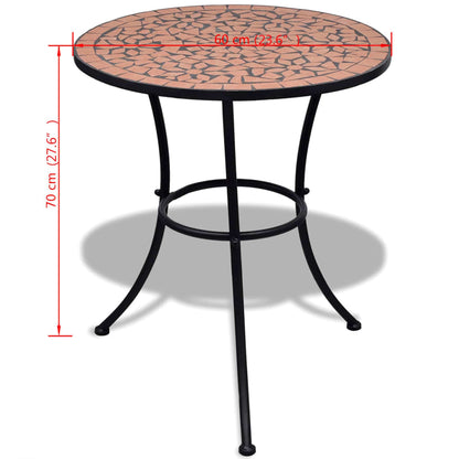 vidaXL Bistro Table Terracotta 60 cm Mosaic - Brown - 60 x 70 cm