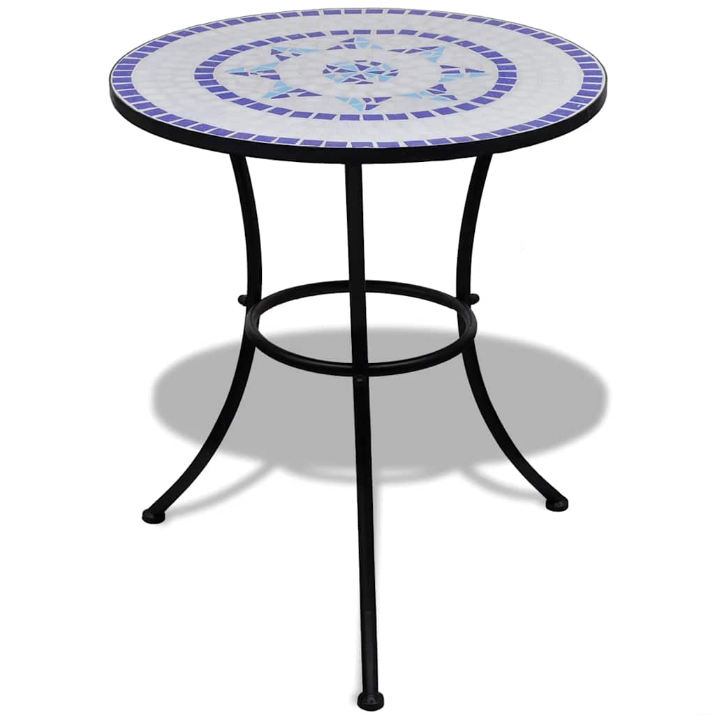 vidaXL Bistro Table Blue and White 60 cm Mosaic - 60 x 70 cm