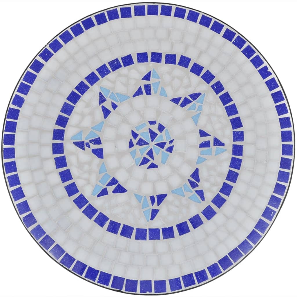 vidaXL Bistro Table Blue and White 60 cm Mosaic - 60 x 70 cm