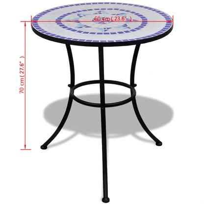 vidaXL Bistro Table Blue and White 60 cm Mosaic - 60 x 70 cm