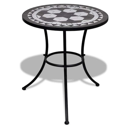 vidaXL Bistro Table Black and White 60 cm Mosaic - 60 x 70 cm