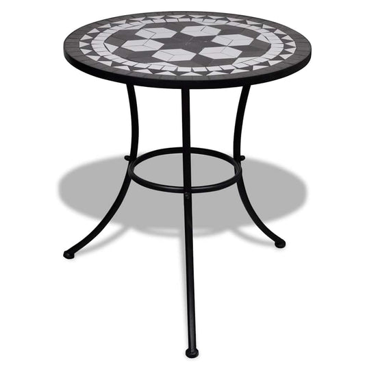 vidaXL Bistro Table Black and White 60 cm Mosaic - 60 x 70 cm