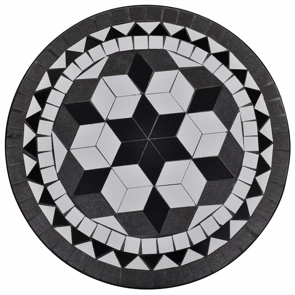 vidaXL Bistro Table Black and White 60 cm Mosaic - 60 x 70 cm