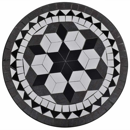 vidaXL Bistro Table Black and White 60 cm Mosaic - 60 x 70 cm